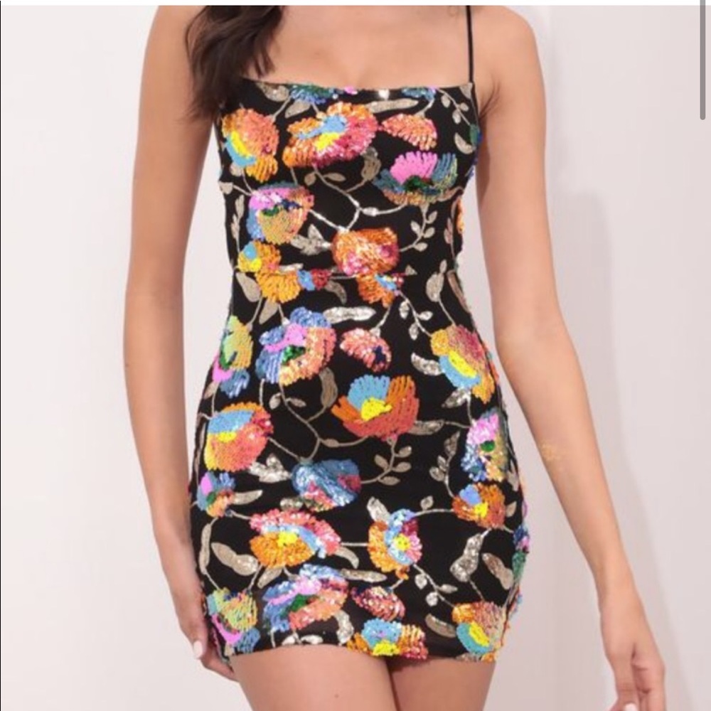 NWOT Lucy in the sky starstruck strappy multicolor dress